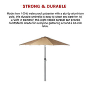 9FT Patio Umbrella Outdoor Garden Table Umbrella with 8 Sturdy Ribs V63-834241