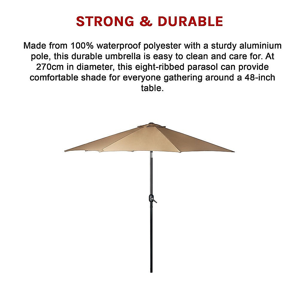 9FT Patio Umbrella Outdoor Garden Table Umbrella with 8 Sturdy Ribs V63-834241