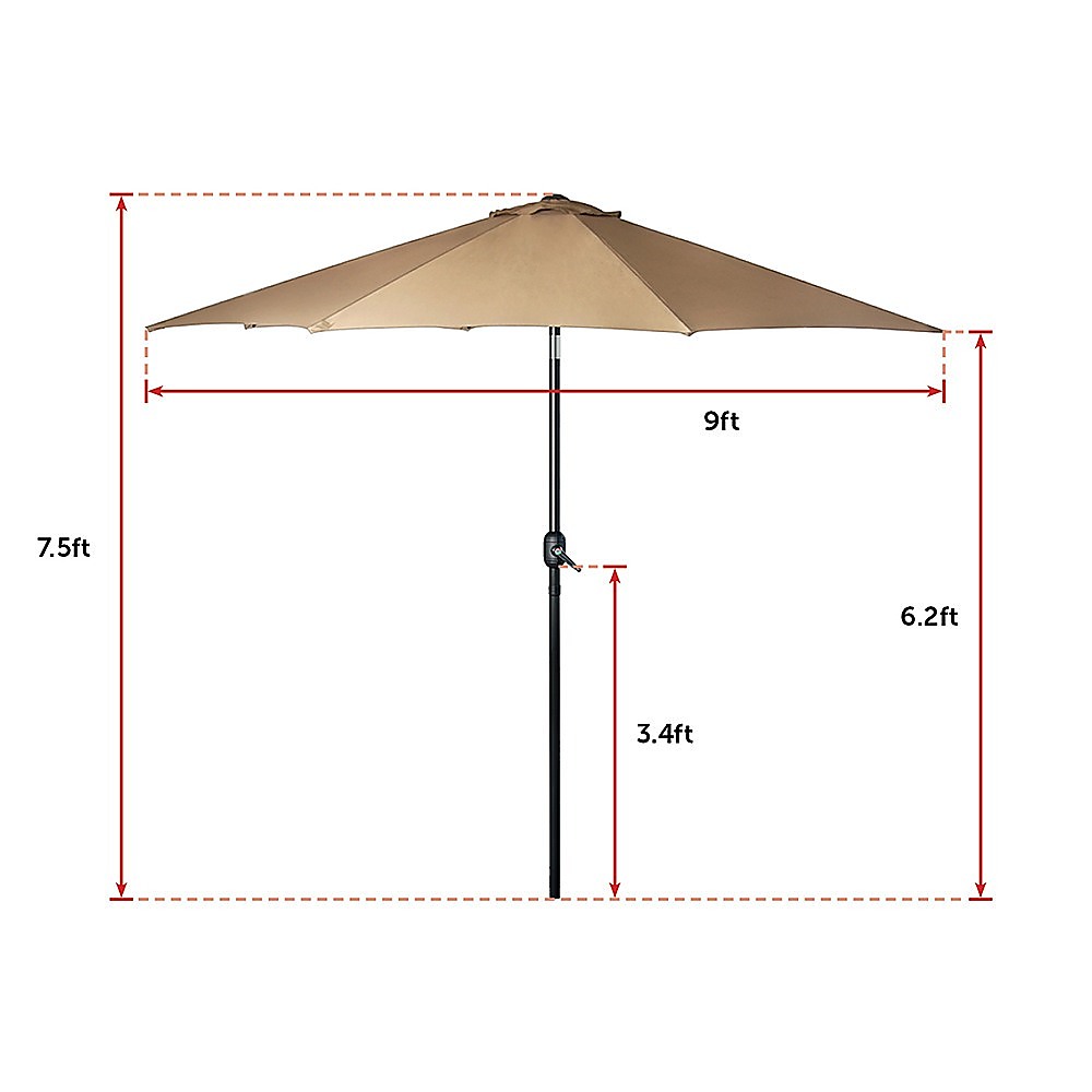 9FT Patio Umbrella Outdoor Garden Table Umbrella with 8 Sturdy Ribs V63-834241