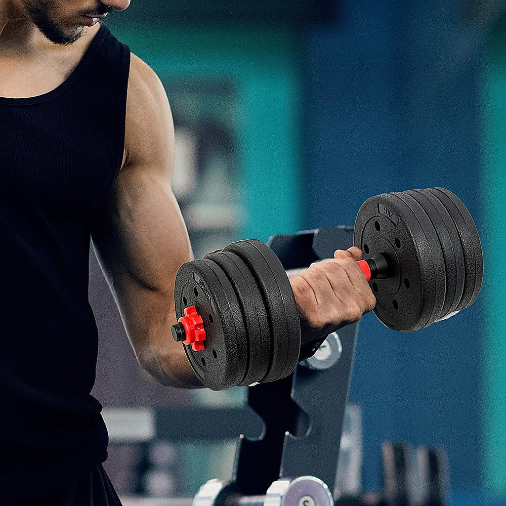 20kg Adjustable Rubber Dumbbell Set Barbell Home GYM Exercise Weights V63-834261