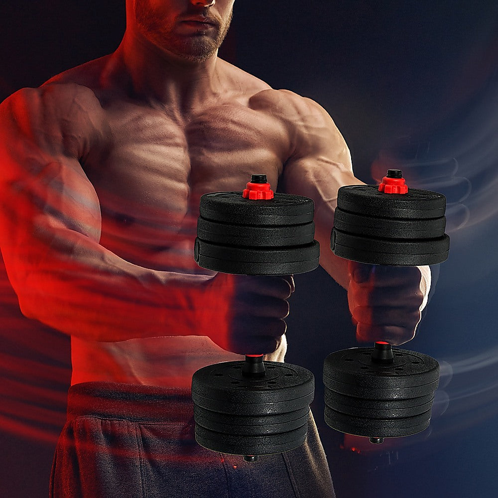 20kg Adjustable Rubber Dumbbell Set Barbell Home GYM Exercise Weights V63-834261