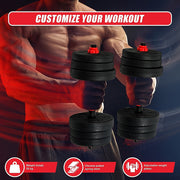 20kg Adjustable Rubber Dumbbell Set Barbell Home GYM Exercise Weights V63-834261
