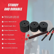 20kg Adjustable Rubber Dumbbell Set Barbell Home GYM Exercise Weights V63-834261