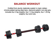 20kg Adjustable Rubber Dumbbell Set Barbell Home GYM Exercise Weights V63-834261