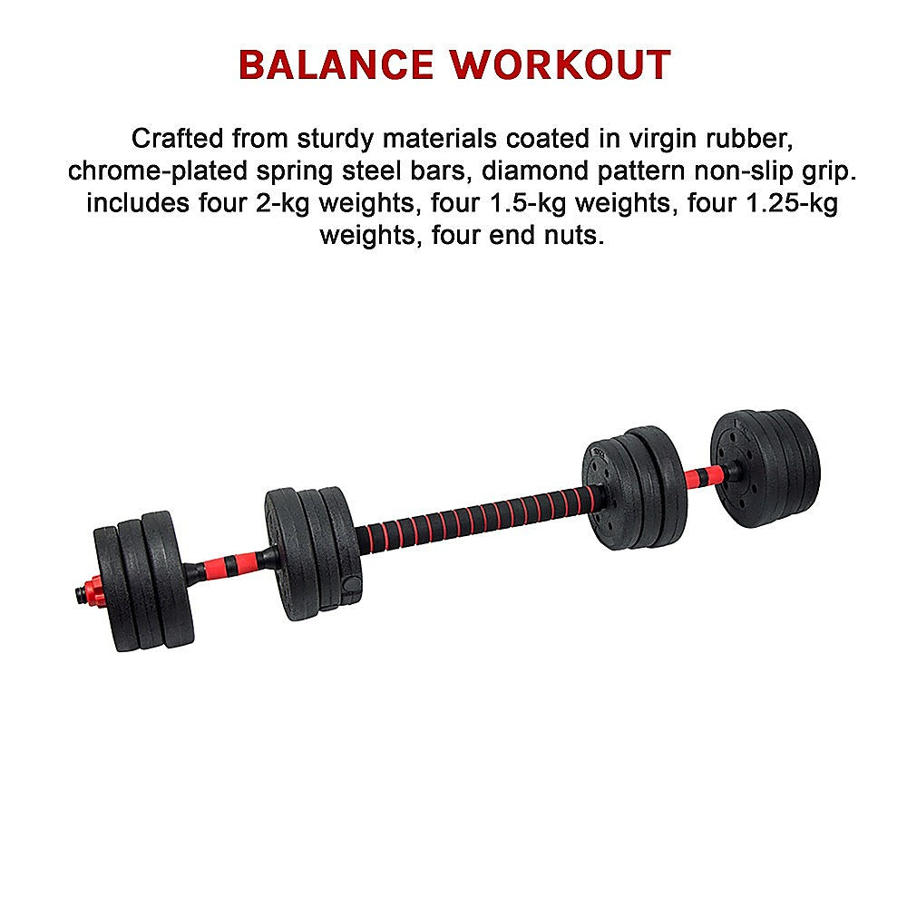 20kg Adjustable Rubber Dumbbell Set Barbell Home GYM Exercise Weights V63-834261