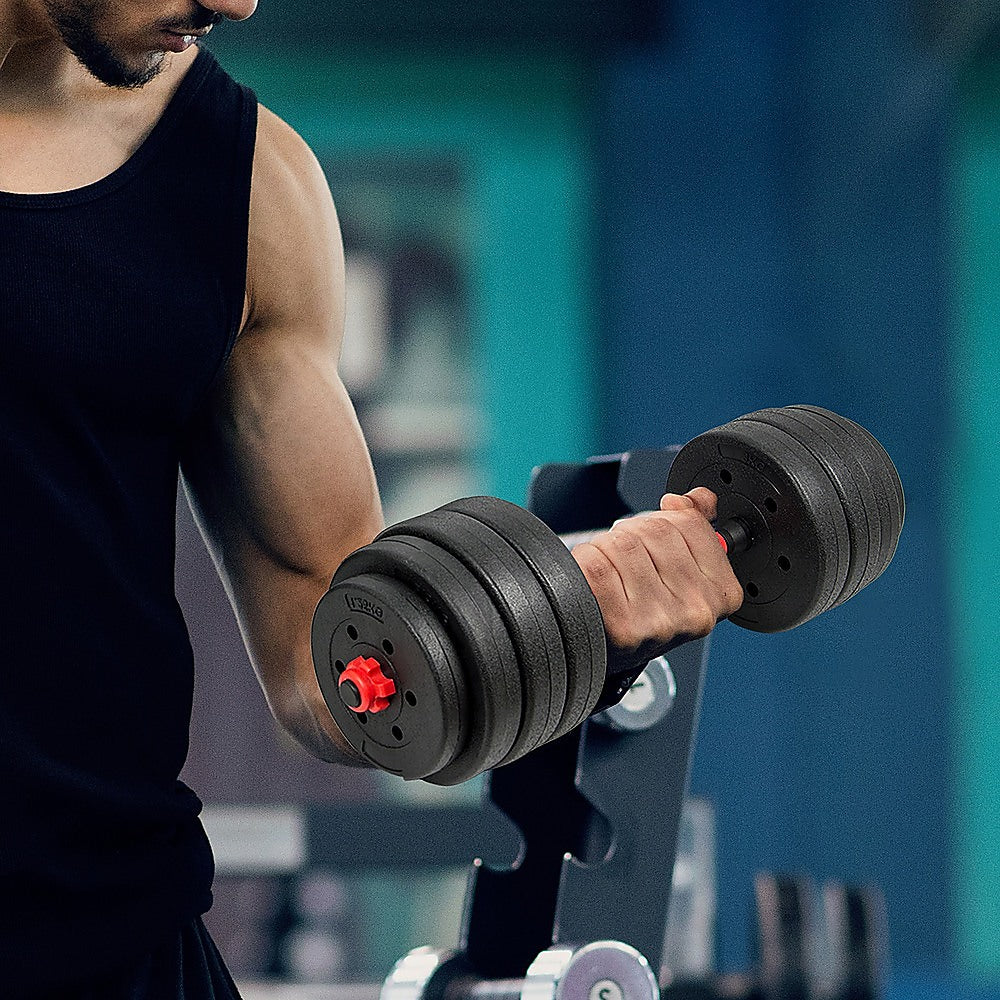 30kg Adjustable Rubber Dumbbell Set Barbell Home GYM Exercise Weights V63-834271