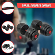 40kg Adjustable Rubber Dumbbell Set Barbell Home GYM Exercise Weights V63-834281