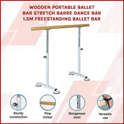 Wooden Portable Ballet Bar Stretch Barre Dance Bar 1.5M Freestanding Ballet Bar V63-834331