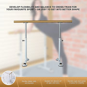 Wooden Portable Ballet Bar Stretch Barre Dance Bar 1.5M Freestanding Ballet Bar V63-834331
