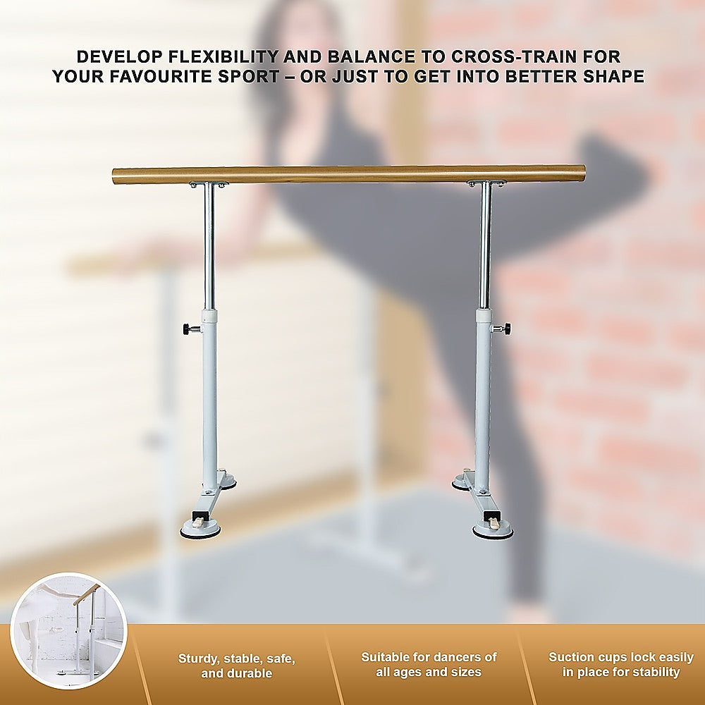 Wooden Portable Ballet Bar Stretch Barre Dance Bar 1.5M Freestanding Ballet Bar V63-834331