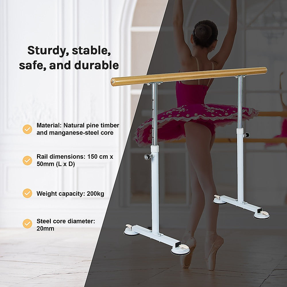 Wooden Portable Ballet Bar Stretch Barre Dance Bar 1.5M Freestanding Ballet Bar V63-834331