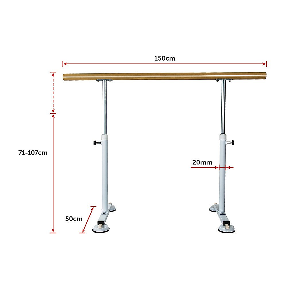 Wooden Portable Ballet Bar Stretch Barre Dance Bar 1.5M Freestanding Ballet Bar V63-834331