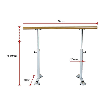 Wooden Portable Ballet Bar Stretch Barre Dance Bar 1.5M Freestanding Ballet Bar V63-834331