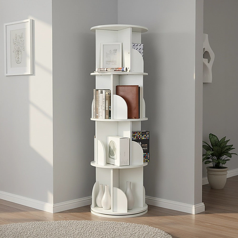 360-degree Rotating 4 Tier Display Shelf Bookcase Organiser V63-834351