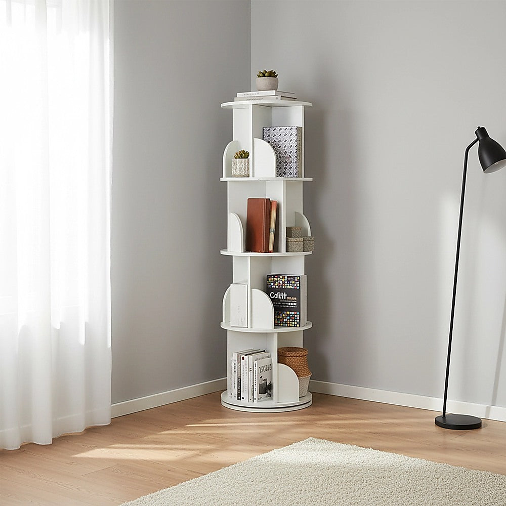 360-degree Rotating 4 Tier Display Shelf Bookcase Organiser V63-834351
