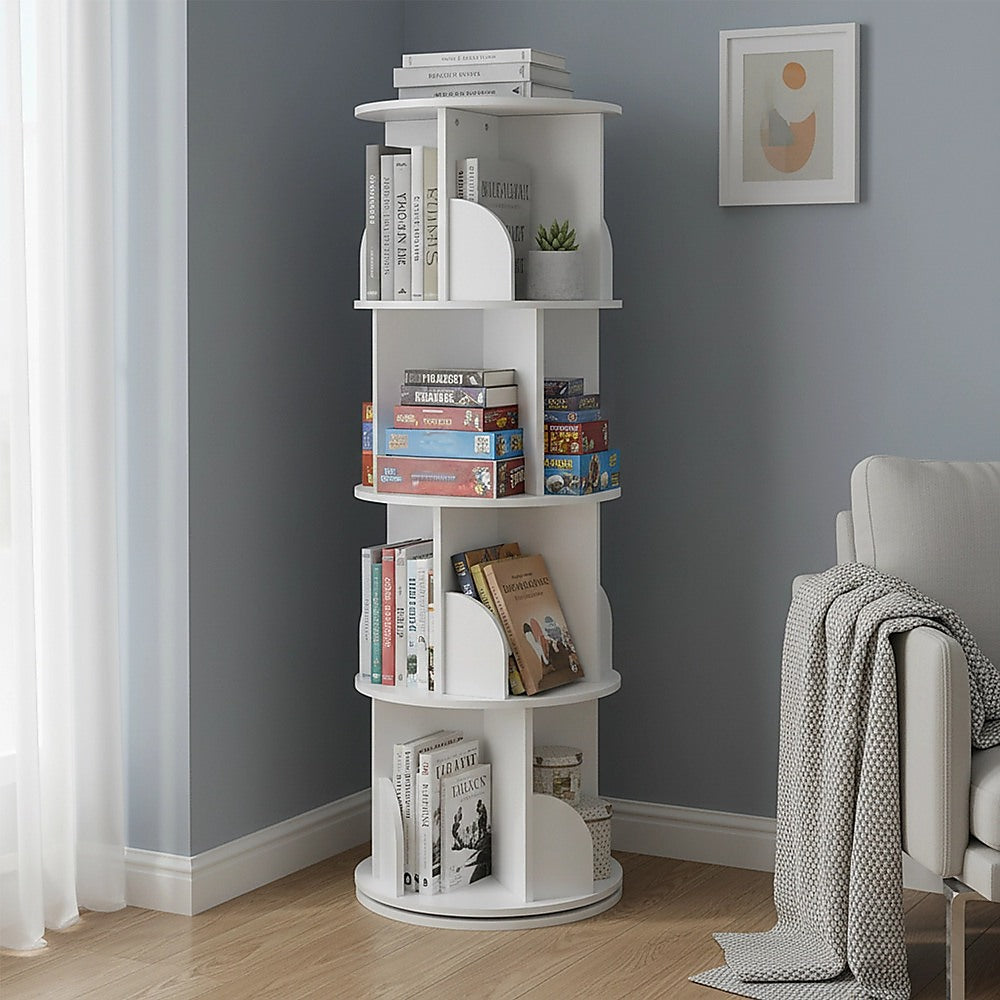 360-degree Rotating 4 Tier Display Shelf Bookcase Organiser V63-834351