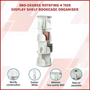 360-degree Rotating 4 Tier Display Shelf Bookcase Organiser V63-834351