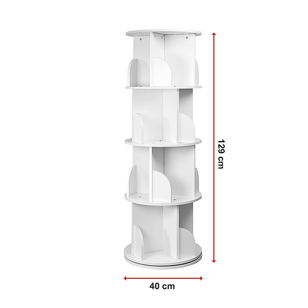 360-degree Rotating 4 Tier Display Shelf Bookcase Organiser V63-834351