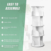 360-degree Rotating 4 Tier Display Shelf Bookcase Organiser V63-834351