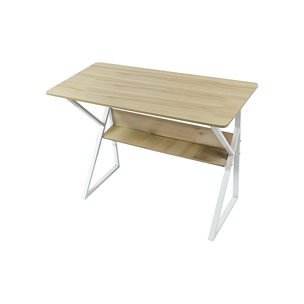Wood & Metal Computer Desk with Shelf Home Office Furniture V63-834371