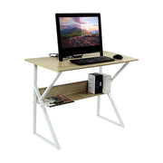 Wood & Metal Computer Desk with Shelf Home Office Furniture V63-834371