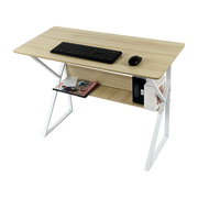 Wood & Metal Computer Desk with Shelf Home Office Furniture V63-834371