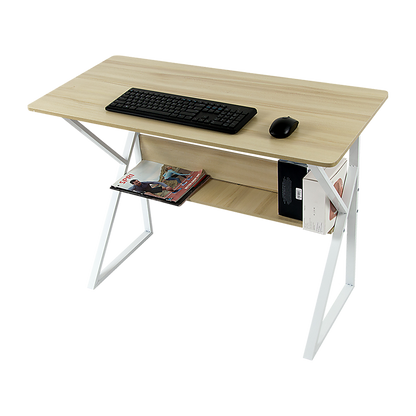 Wood & Metal Computer Desk with Shelf Home Office Furniture V63-834371