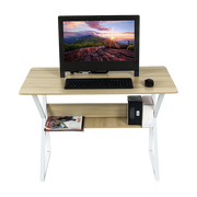 Wood & Metal Computer Desk with Shelf Home Office Furniture V63-834371