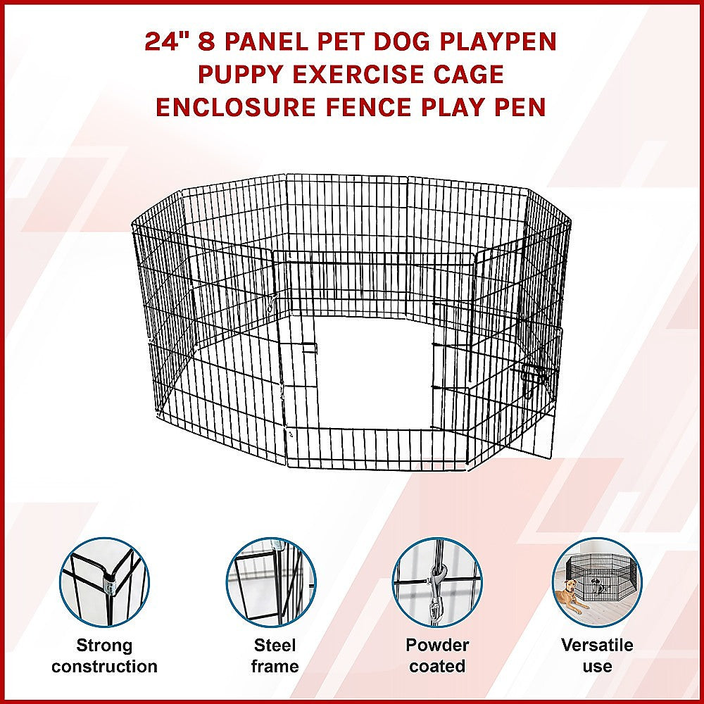 24" 8 Panel Pet Dog Playpen Puppy Exercise Cage Enclosure Fence Play Pen V63-834381