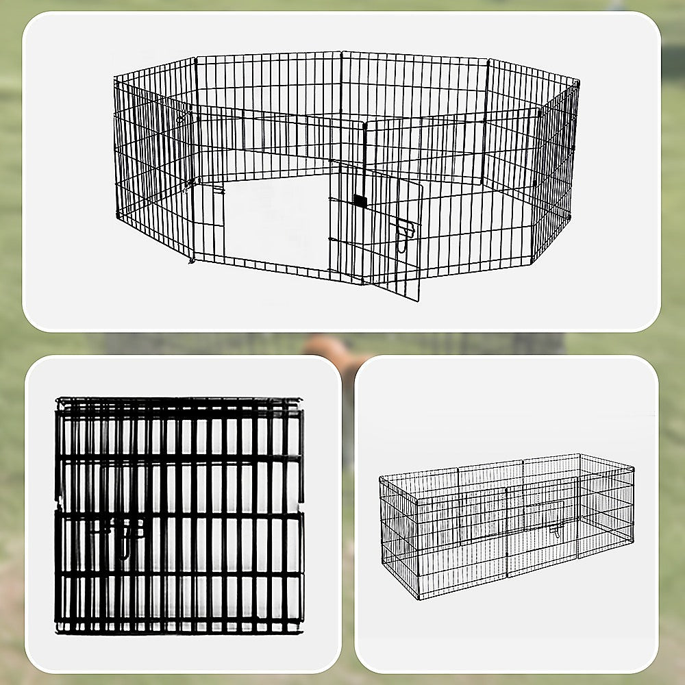 24" 8 Panel Pet Dog Playpen Puppy Exercise Cage Enclosure Fence Play Pen V63-834381