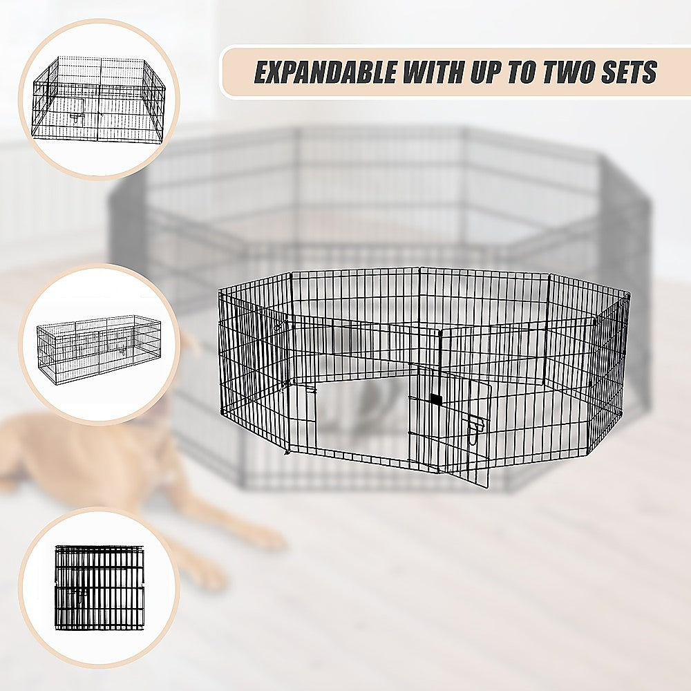 24" 8 Panel Pet Dog Playpen Puppy Exercise Cage Enclosure Fence Play Pen V63-834381