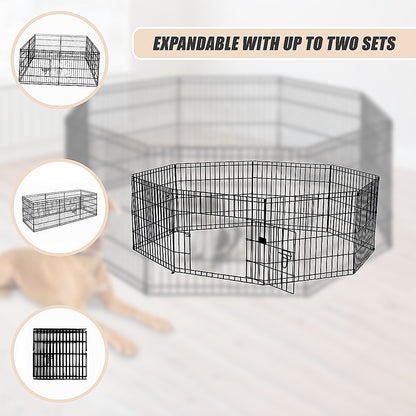 24" 8 Panel Pet Dog Playpen Puppy Exercise Cage Enclosure Fence Play Pen V63-834381