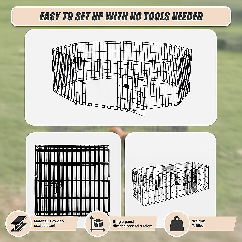 24" 8 Panel Pet Dog Playpen Puppy Exercise Cage Enclosure Fence Play Pen V63-834381