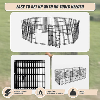 24" 8 Panel Pet Dog Playpen Puppy Exercise Cage Enclosure Fence Play Pen V63-834381