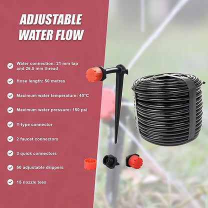 50M Hose Garden Irrigation System Plant Watering DIY Micro Drip Kits V63-834701