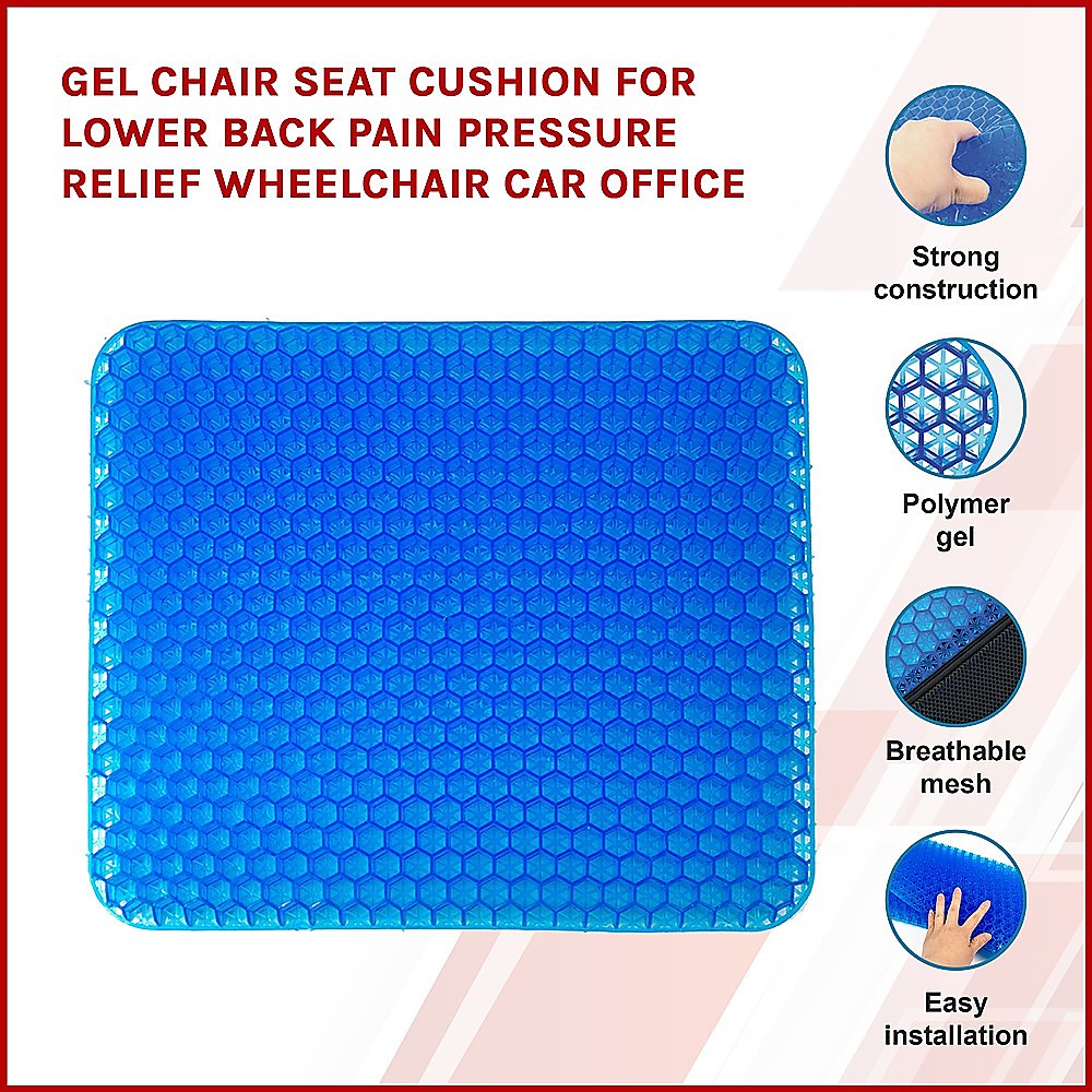 Gel Chair Seat Cushion For Lower Back Pain Pressure Relief Wheelchair Car Office V63-834711