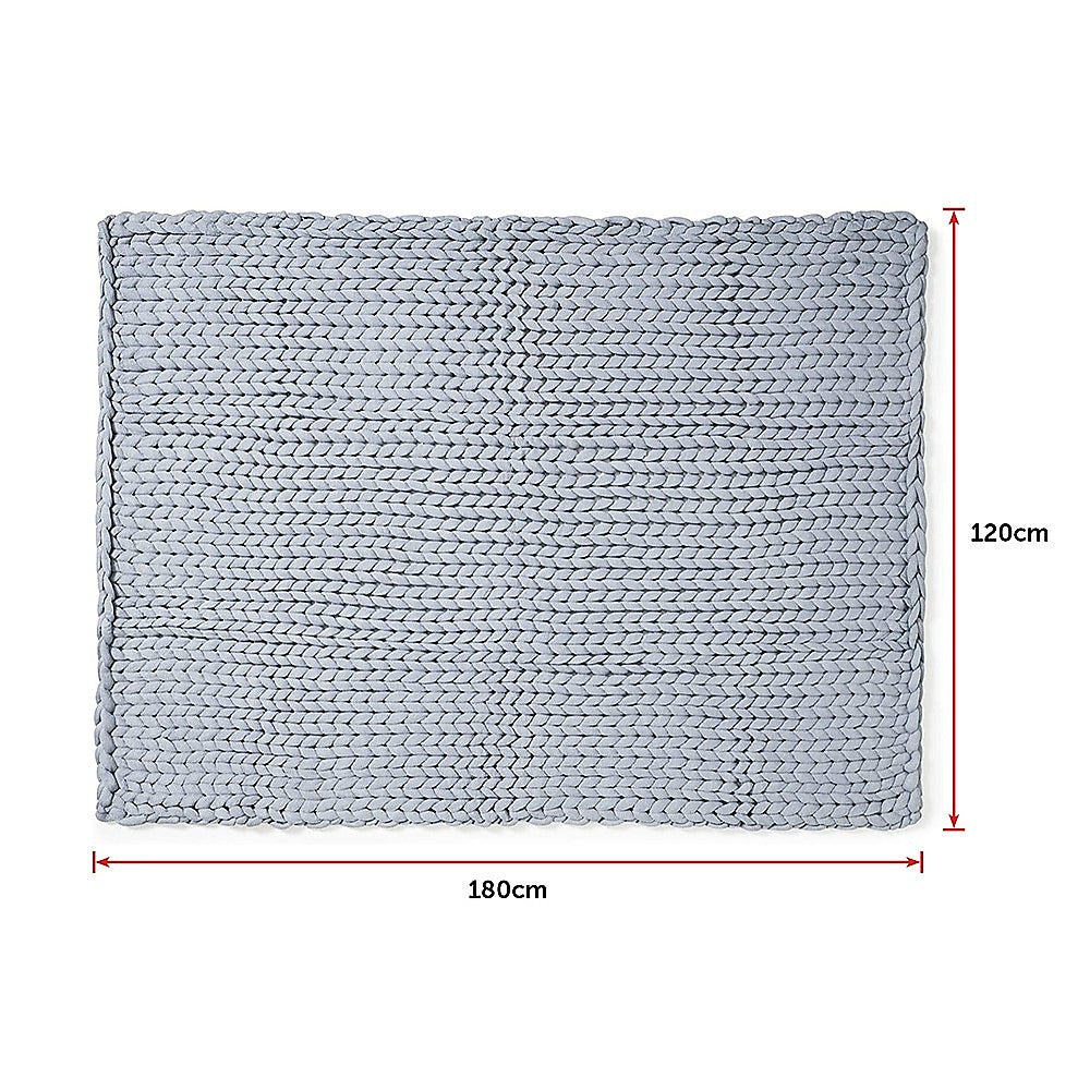 Hand Knitted Chunky Blanket Thick Acrylic Yarn Blanket Home Decor Throw Rug - Grey V63-834771