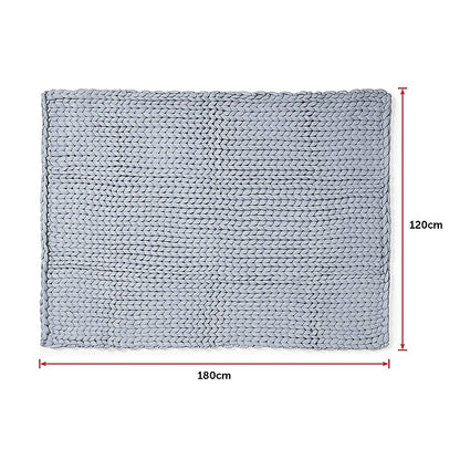 Hand Knitted Chunky Blanket Thick Acrylic Yarn Blanket Home Decor Throw Rug - Grey V63-834771