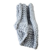 Hand Knitted Chunky Blanket Thick Acrylic Yarn Blanket Home Decor Throw Rug - Grey V63-834771