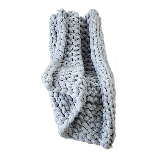Hand Knitted Chunky Blanket Thick Acrylic Yarn Blanket Home Decor Throw Rug - Grey V63-834771