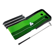 Indoor Practice Putting Green 2.5m Mat Inclined Ball Return Fake Grass 2 Holes V63-834791