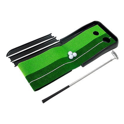 Indoor Practice Putting Green 2.5m Mat Inclined Ball Return Fake Grass 2 Holes V63-834791