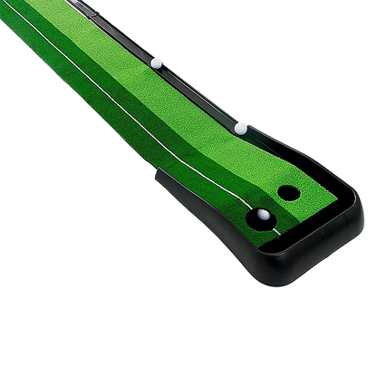 Indoor Practice Putting Green 2.5m Mat Inclined Ball Return Fake Grass 2 Holes V63-834791