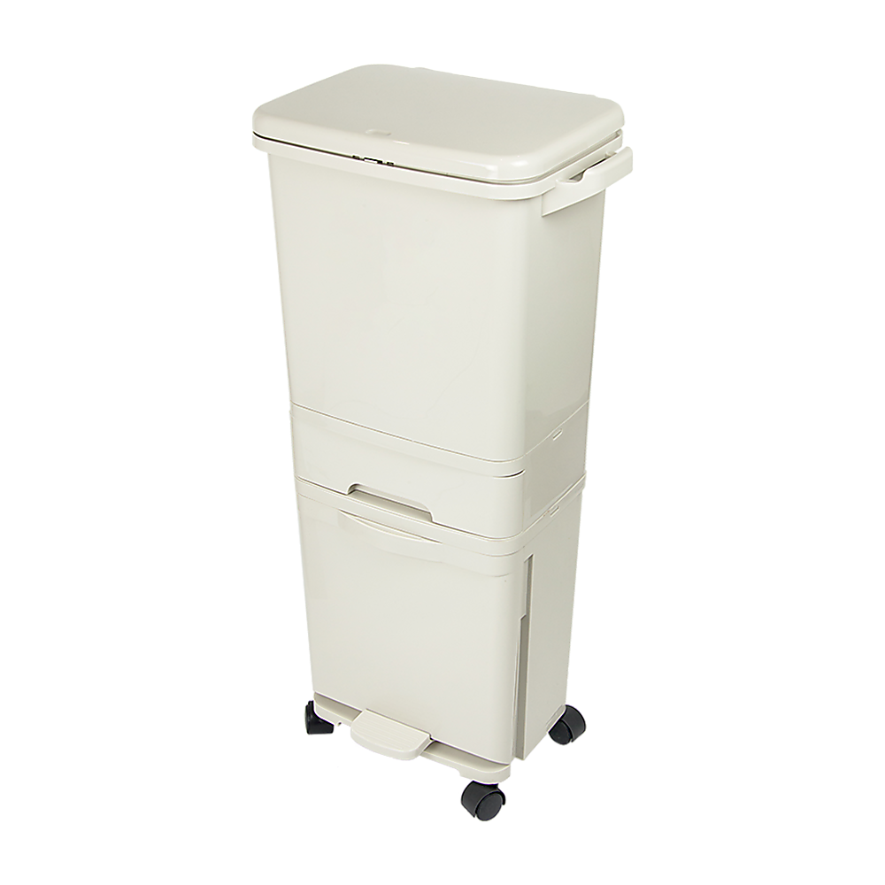 42L Rubbish Bin Waste Trash Can Pedal Recycling Kitchen Wheel 2 Compartment V63-834811