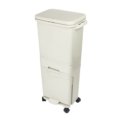42L Rubbish Bin Waste Trash Can Pedal Recycling Kitchen Wheel 2 Compartment V63-834811