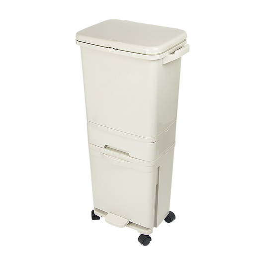 42L Rubbish Bin Waste Trash Can Pedal Recycling Kitchen Wheel 2 Compartment V63-834811