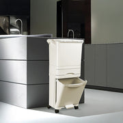 42L Rubbish Bin Waste Trash Can Pedal Recycling Kitchen Wheel 2 Compartment V63-834811