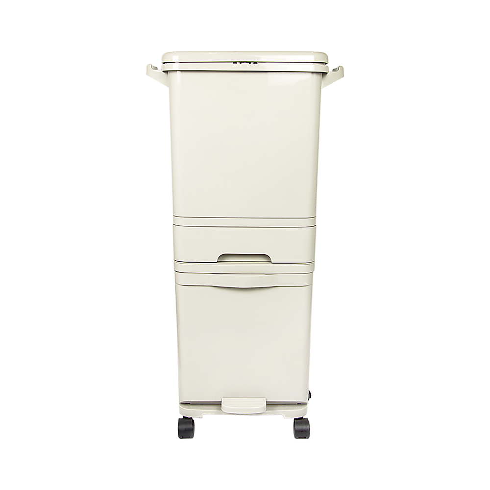42L Rubbish Bin Waste Trash Can Pedal Recycling Kitchen Wheel 2 Compartment V63-834811