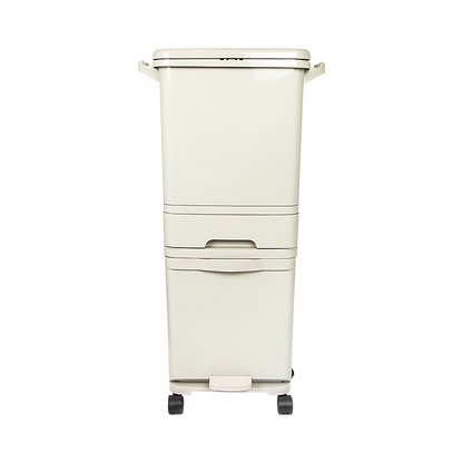 42L Rubbish Bin Waste Trash Can Pedal Recycling Kitchen Wheel 2 Compartment V63-834811