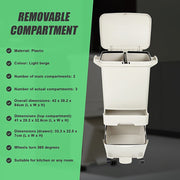 42L Rubbish Bin Waste Trash Can Pedal Recycling Kitchen Wheel 2 Compartment V63-834811